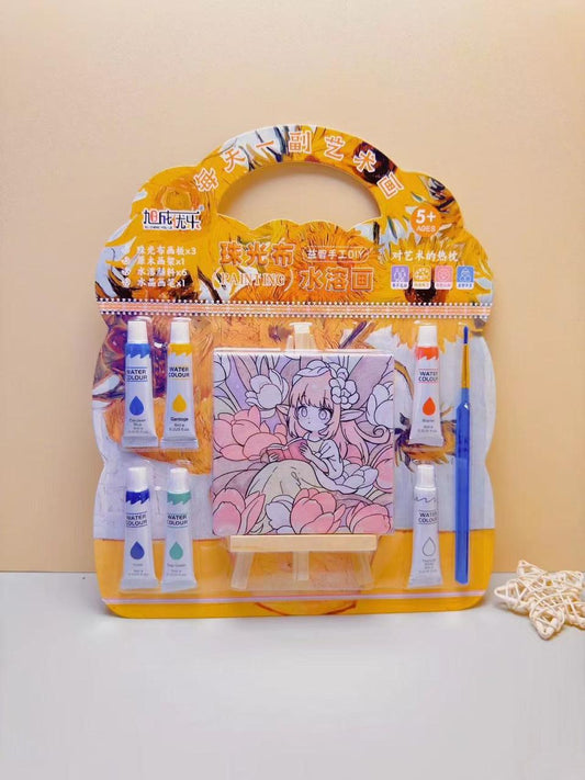 GenZ DiY Painting Kit - Little Artist - Canvas Painting - Paint Colors - Pack of 1 Set - Water Color Paint 2 Canvas 15x17 cm - Colour KIT Random Design