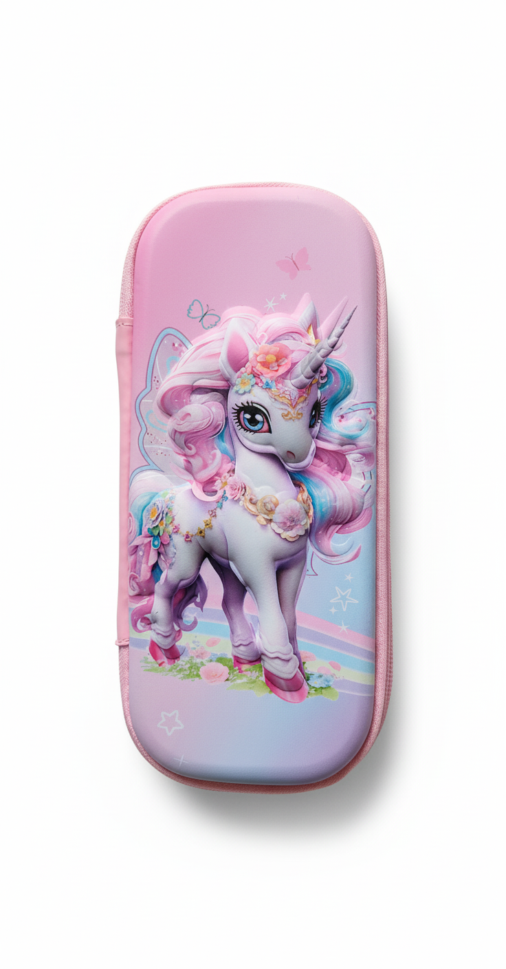 GenZ (EVA) 1Pc 3D Pencil Case, Sleek Design Medium Capacity Pencil Pouch Bag For Girls Students With Zip Closure Portable Stationery Bag Organizer Eva