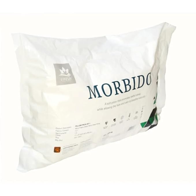 GenZ Lotus Morbido Luxurious 2 Piece Microfibre Pillow Filler - 17 X 27 Inch, Set of 2, White