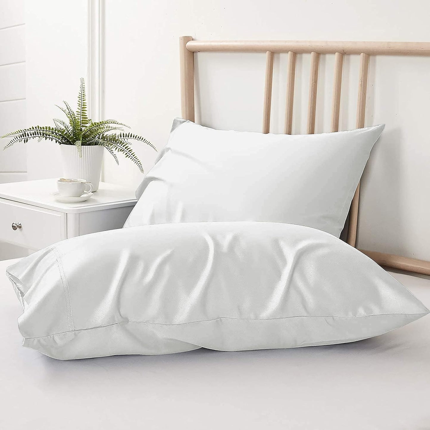 GenZ Super Soft 100% Cotton Pillow Covers 17 x 27 Inches - Bombay Dyeing Cotton Set of 2 Pillow Cover Set - White