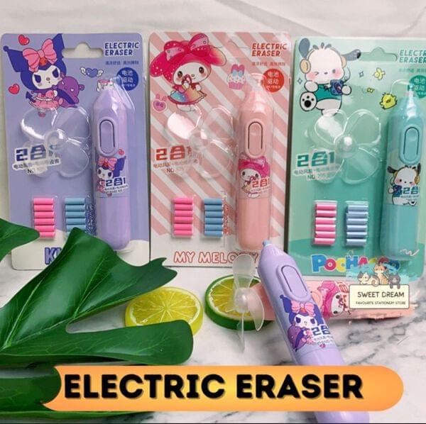 GenZ Electric Eraser Set with 13 Refills, Battery-Operated, Colourful and White Eraser Refills, Easy Grip Design, Battery not Included