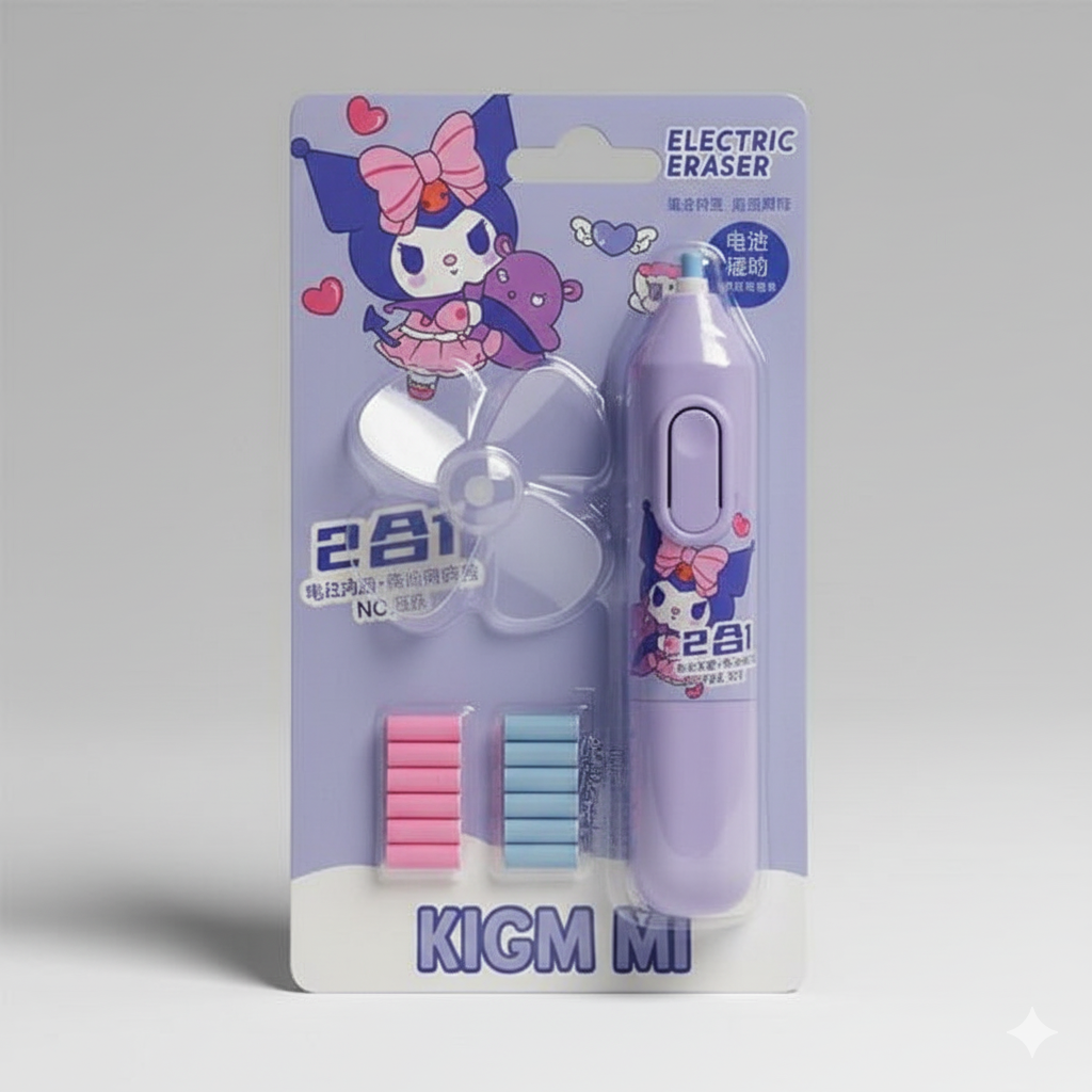 GenZ Electric Eraser Set with 13 Refills, Battery-Operated, Colourful and White Eraser Refills, Easy Grip Design, Battery not Included