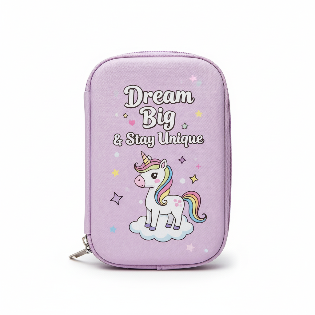 GenZ (EVA) 1Pc 3D Pencil Case, Large Capacity Pencil Pouch Bag For Boys & Girls Students With Zip Closure Portable Stationery Bag Organizer Eva