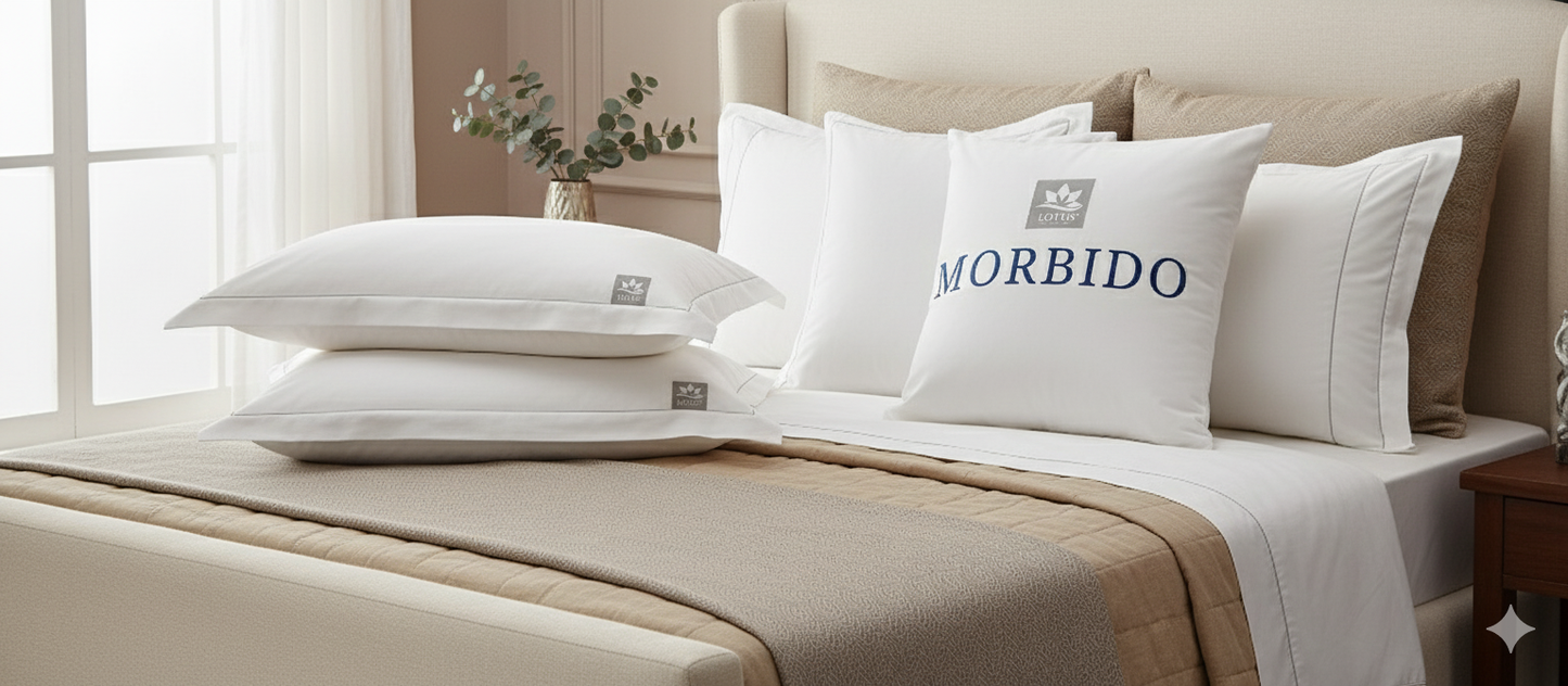 GenZ Lotus Morbido Luxurious 2 Piece Microfibre Pillow Filler - 17 X 27 Inch, Set of 2, White