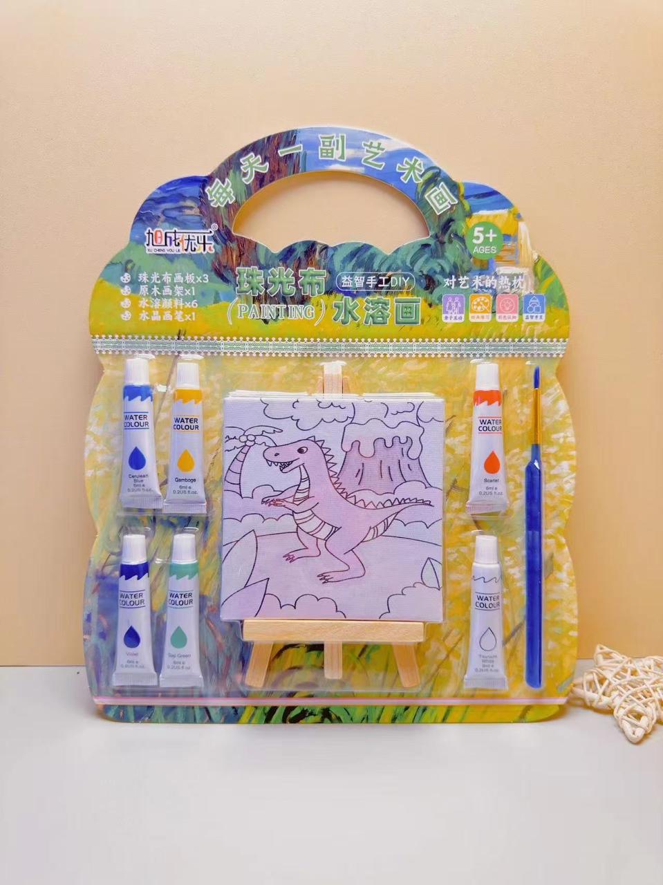 GenZ DiY Painting Kit - Little Artist - Canvas Painting - Paint Colors - Pack of 1 Set - Water Color Paint 2 Canvas 15x17 cm - Colour KIT Random Design