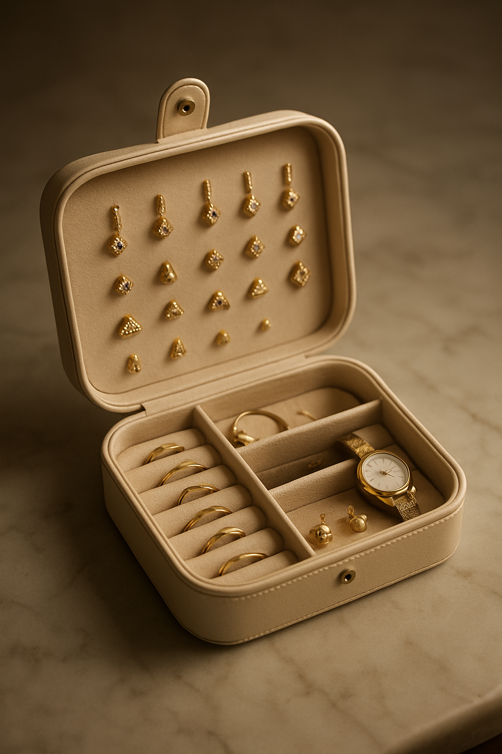 GenZ Leather Mini Jewelry Travel Case Jewelry Organizer Portable Jewelry Box Travel Mini Storage Organizer Portable Display Box For Rings Earrings