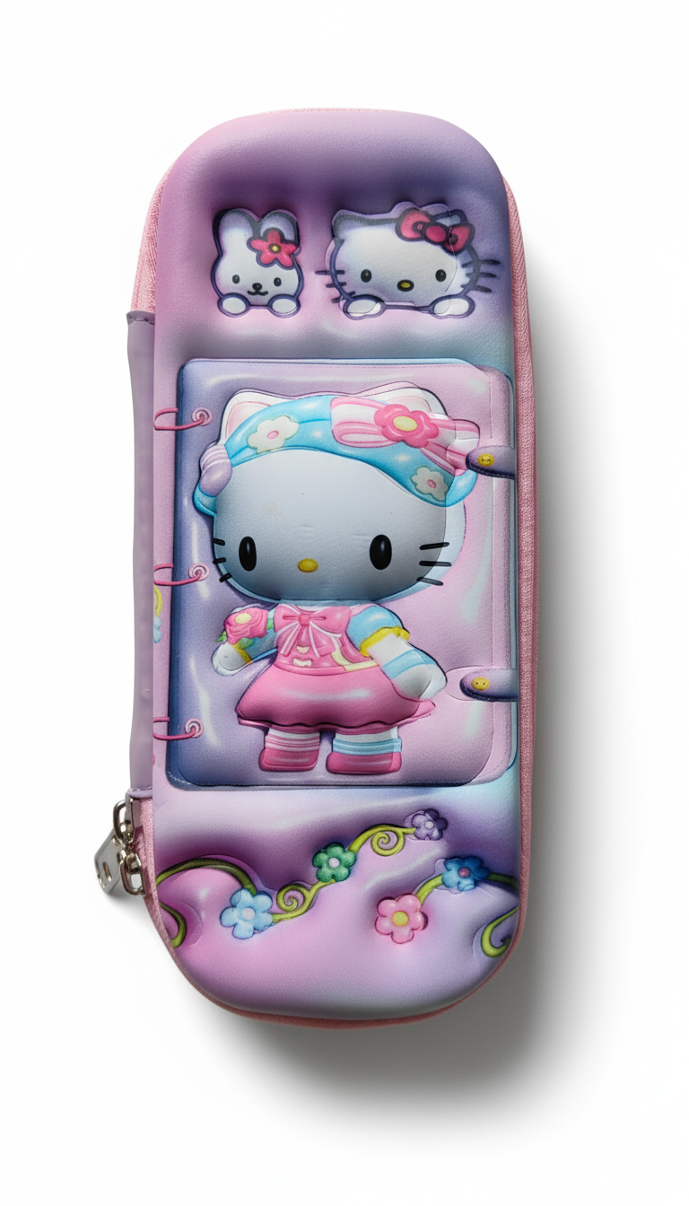 GenZ (EVA) 1Pc 3D Pencil Case, Sleek Design Medium Capacity Pencil Pouch Bag For Girls Students With Zip Closure Portable Stationery Bag Organizer Eva