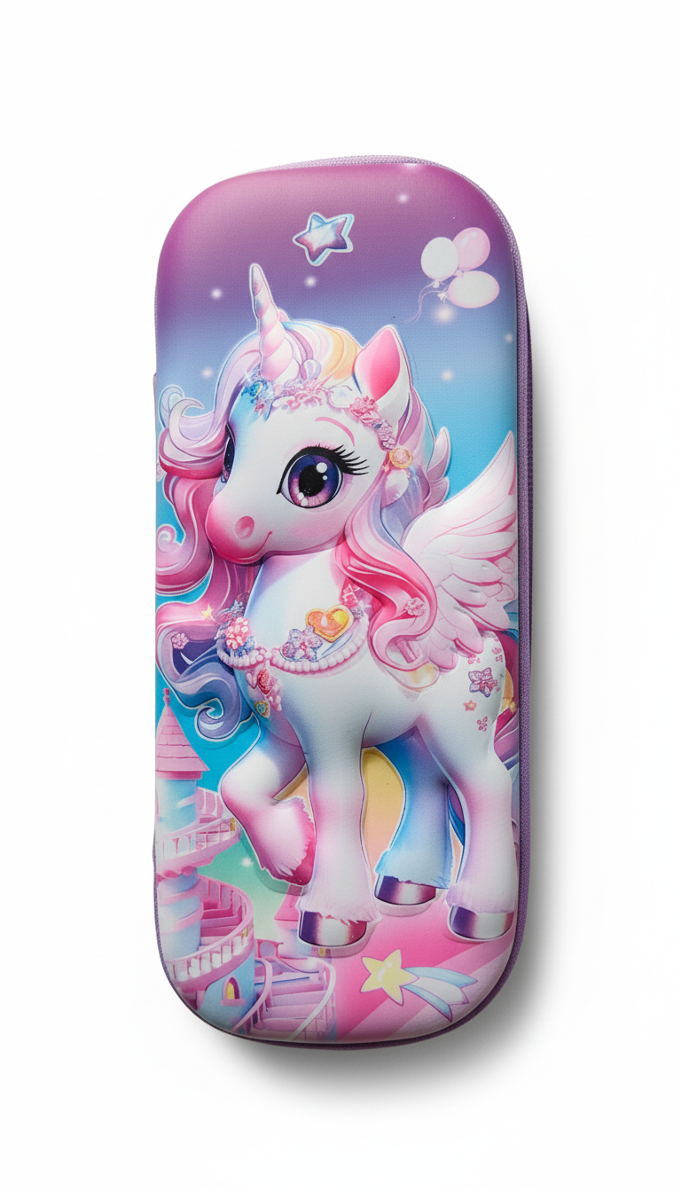 GenZ (EVA) 1Pc 3D Pencil Case, Sleek Design Medium Capacity Pencil Pouch Bag For Girls Students With Zip Closure Portable Stationery Bag Organizer Eva